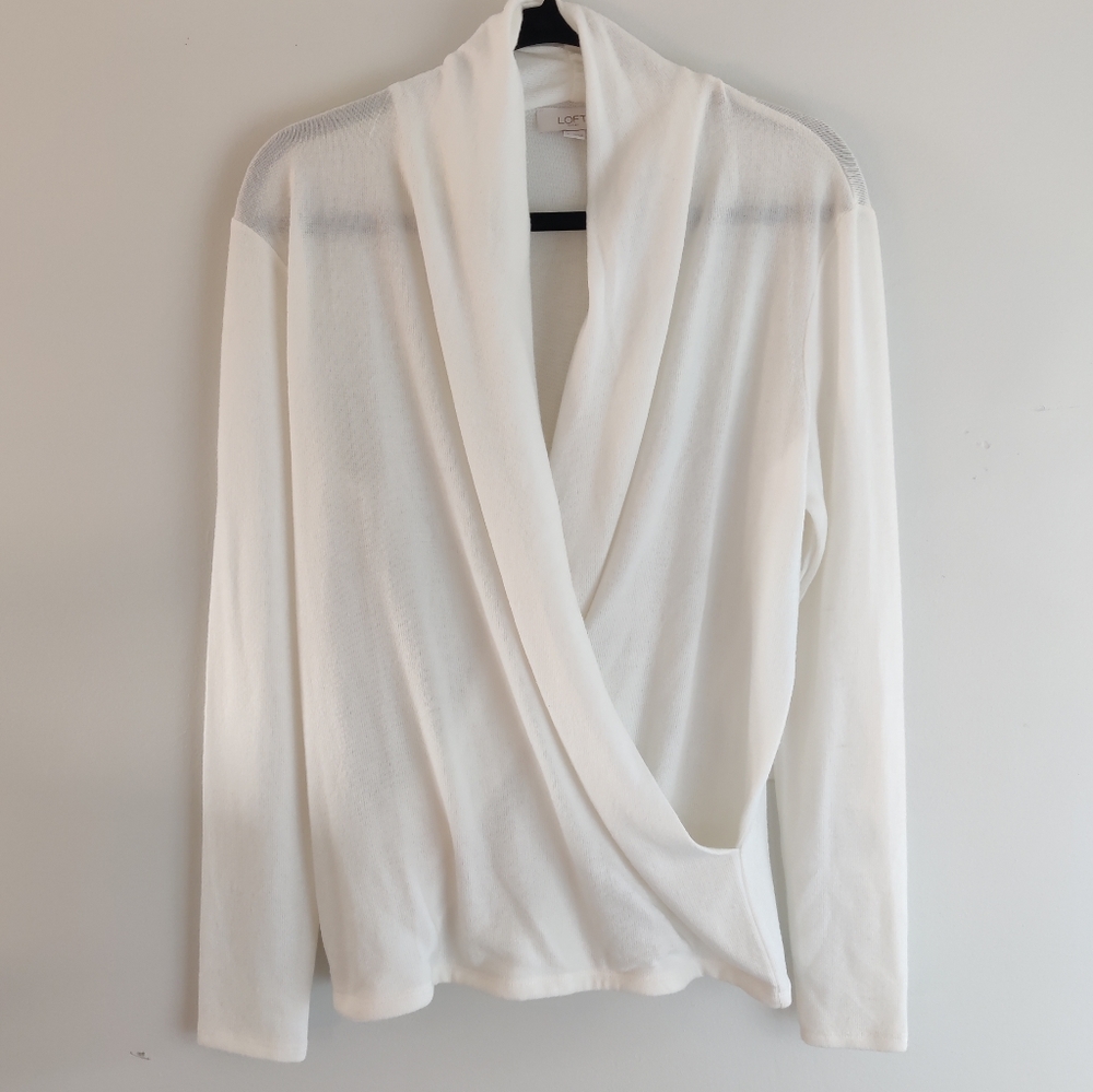 Loft Outlet Soft White Wrap Sweater Small